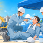 夏の解体現場で職人が倒れた仲間に水をかけて介抱